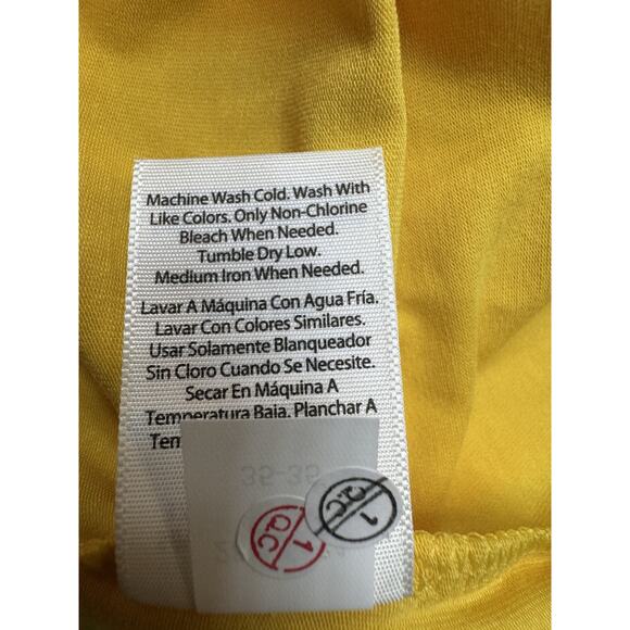 Terra Sky 0X Yellow Top V-neck Curved Hem Short Sleeve Stretch Cotton Blend - Picture 5 of 12